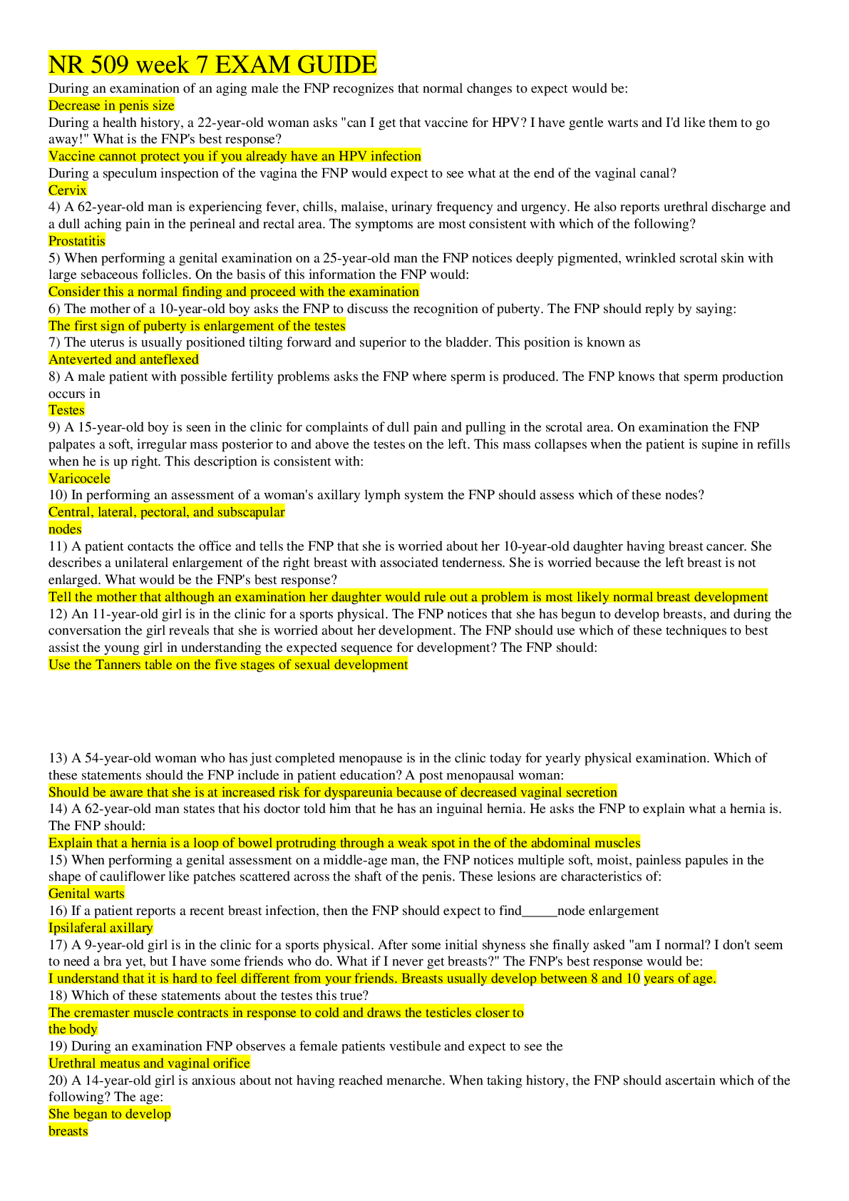 Preview image for NR 509 week 7 EXAM GUIDE GRADED A